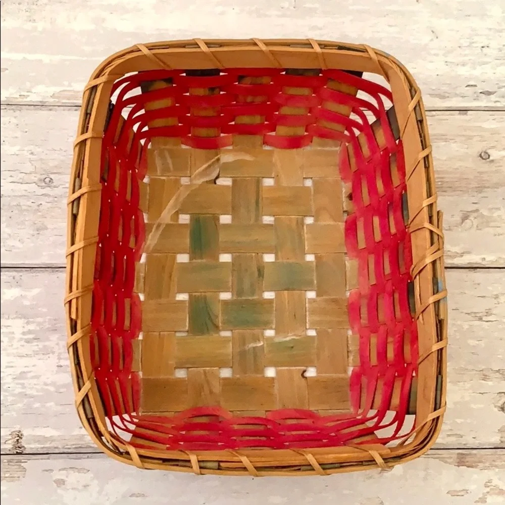 Wood Wicker Christmas Basket 8x10in Snowman Print